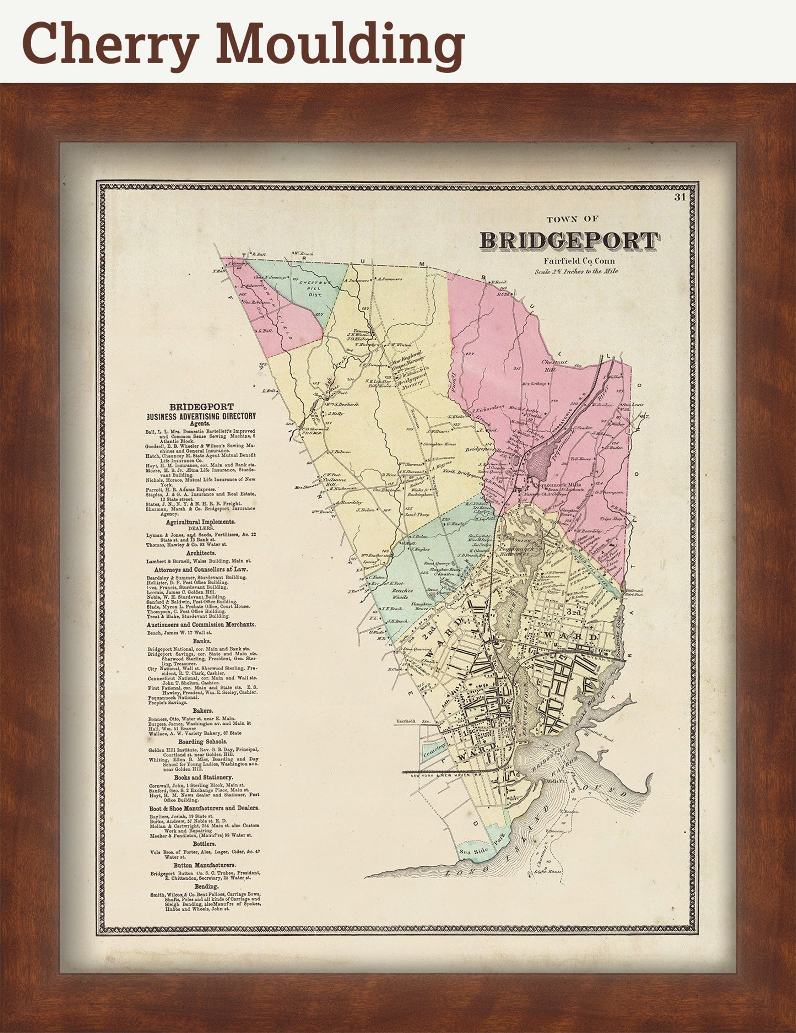 BRIDGEPORT Connecticut Map 1867 Etsy