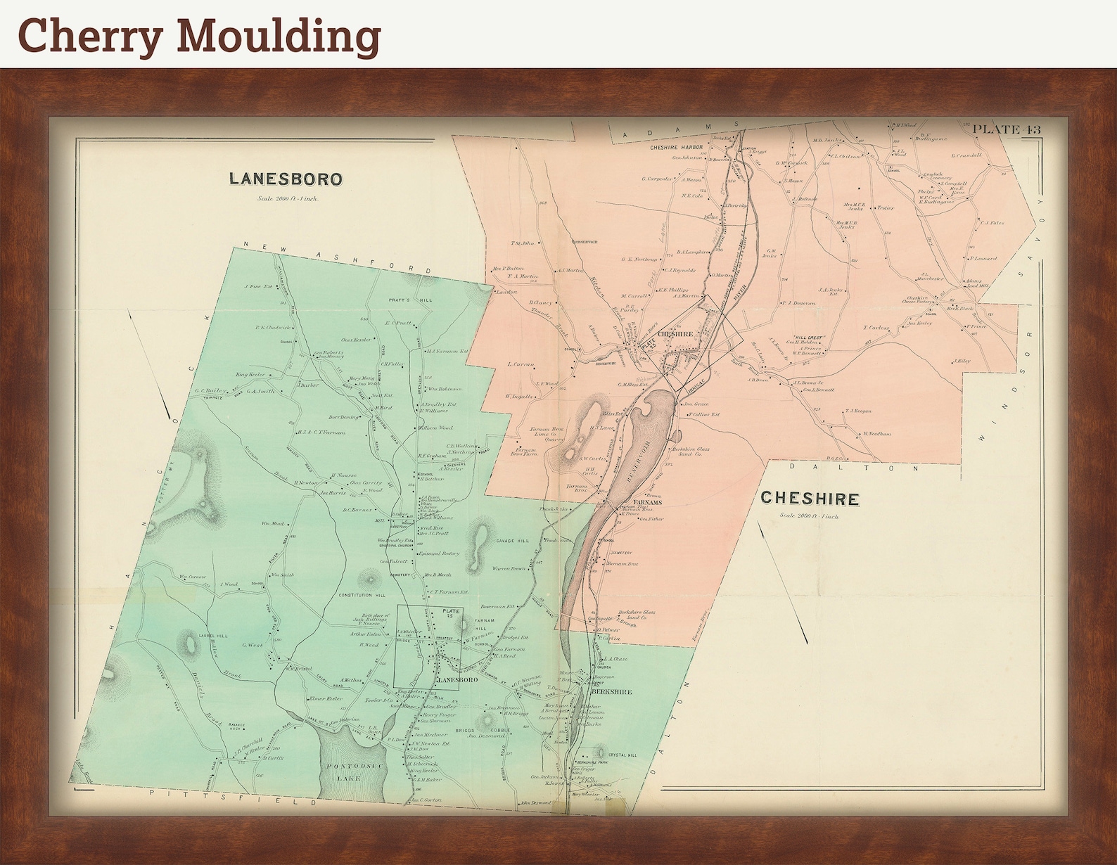 LANESBORO and CHESHIRE Massachusetts 1904 Map Replica or Etsy
