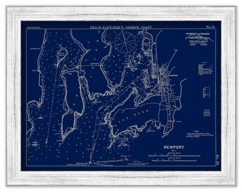 Newport Rhode Island - Blue Print - Nautical Chart by George W. Eldridge 1901