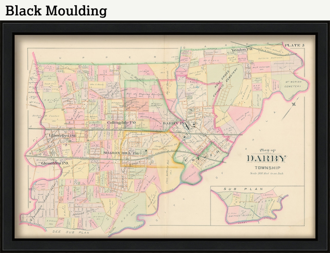 DARBY Pennsylvania 1892 Map Etsy