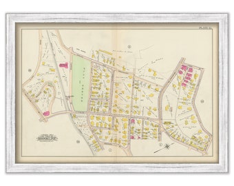 BROOKLINE, Massachusetts 1900 map, Plate 15 - Gorham St, Cypress St, Washington Street - Replica or GENUINE ORIGINAL