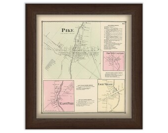 Villages of PIKE, Wyoming County, New York 1866 Map