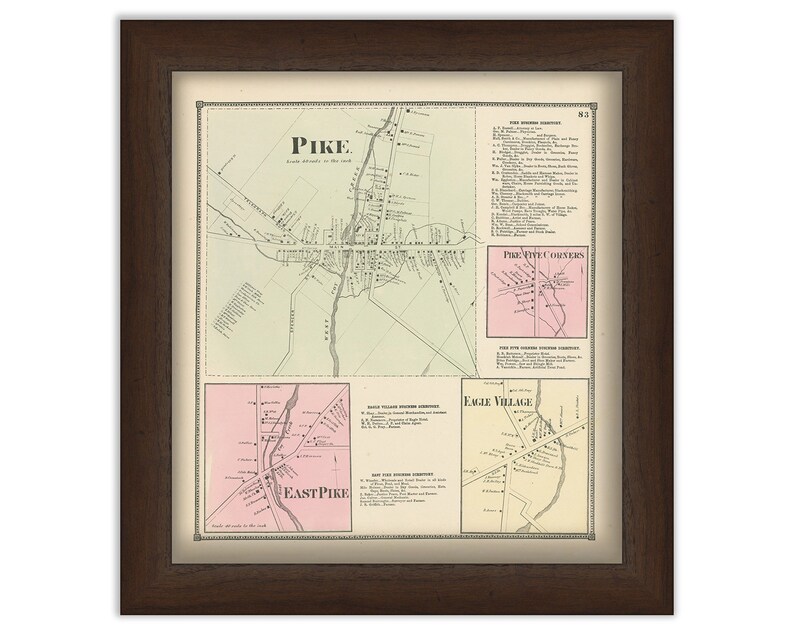 Villages of PIKE Wyoming County New York 1866 Map Etsy