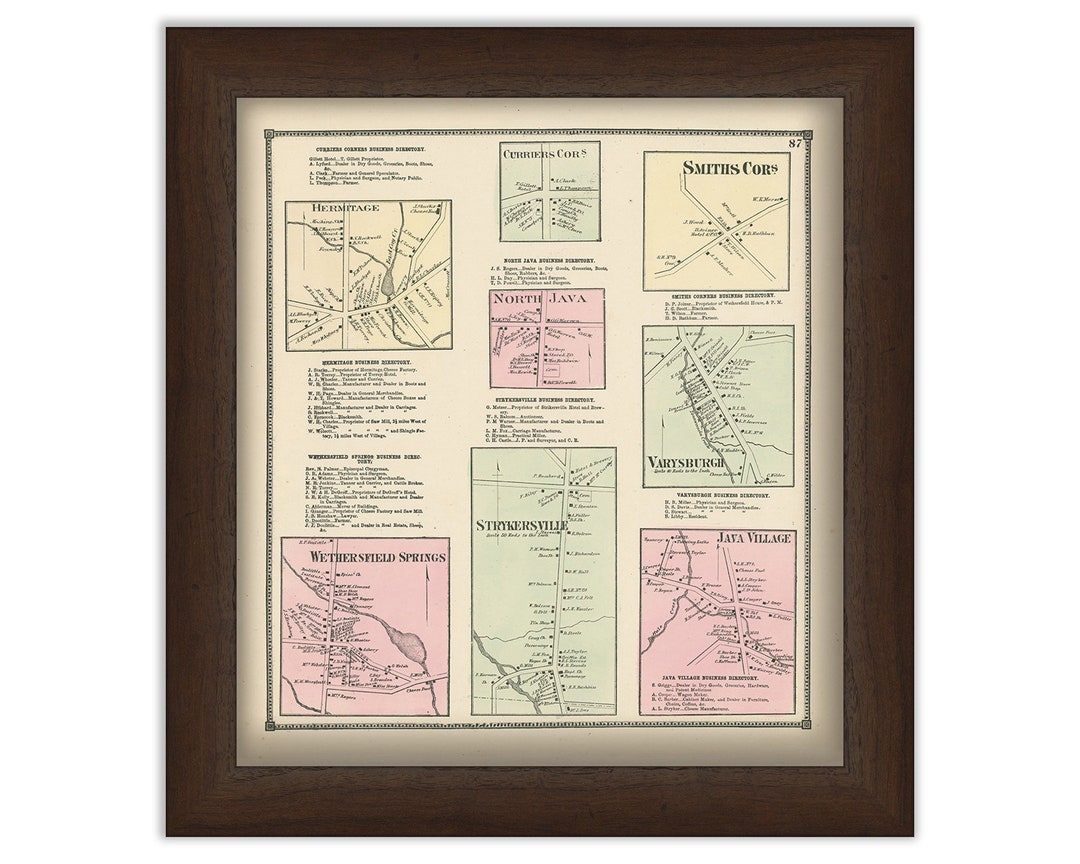Villages of JAVA Wyoming County New York 1866 Map Etsy