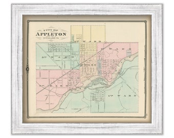 APPLETON, Wisconsin 1878 Map, Replica or Genuine Original