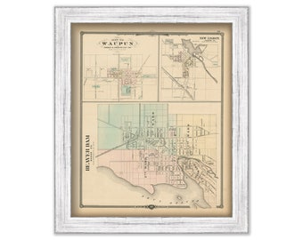 Waupun, New Lisbon and Beaver Dam, Wisconsin 1878 Map, Replica or Genuine Original