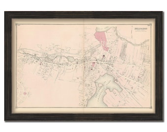 Village of ARLINGTON, Massachusetts 1875 Map - Replica or Genuine ORIGINAL