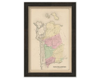Long Island City, New York 1873 Map, Replica and GENUINE ORIGINAL