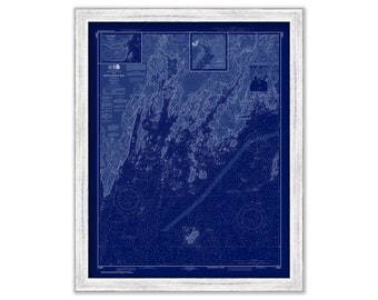 BOOTHBAY HARBOR and VICINITY, Maine - 2018 Nautical Chart Blueprint
