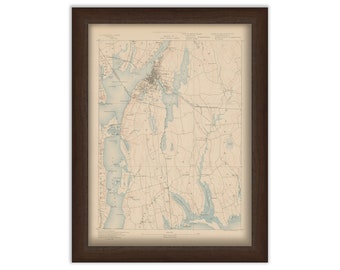 LITTLE COMPTON, TIVERTON, Rhode Island and Westport, Dartmouth, Massachusetts 1890 - Topographic Map - Replica and Genuine Original