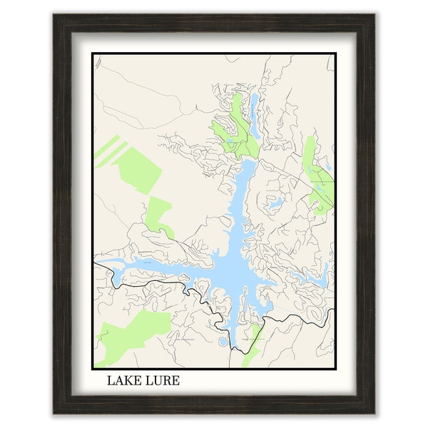 Framed Map of Lake Lure Etsy