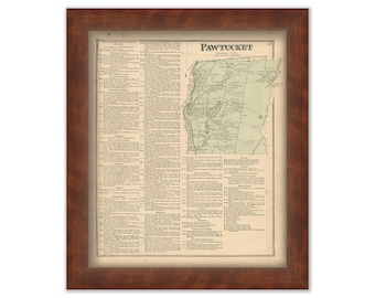 PAWTUCKET, Rhode Island 1870 Map