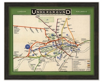 LONDON UNDERGROUND, England - 1909 Railways of London Map