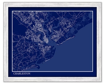 CHARLESTON, South Carolina  -  Minimalist Map Blueprint