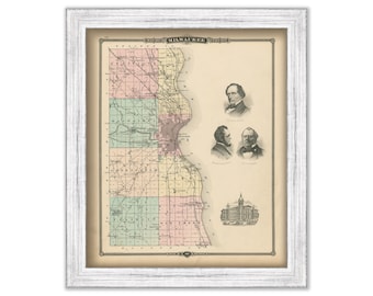 MILWAUKEE COUNTY, Wisconsin 1878 Map, Replica or Genuine Original