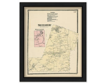 Town of SHUTESBURY, Massachusetts 1871 Map - Replica or Genuine ORIGINAL