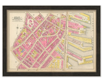 BOSTON 1902 Map, Plate 8, North End, Waterfront