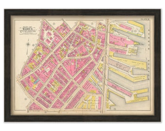 BOSTON 1902 Map, Plate 8, North End, Waterfront