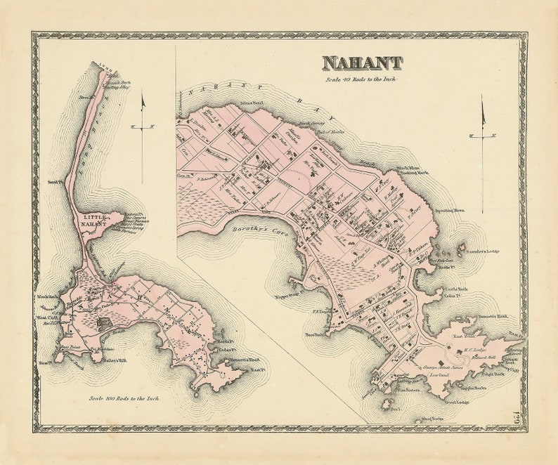 NAHANT Massachusetts 1872 Map Replica or Genuine ORIGINAL Etsy