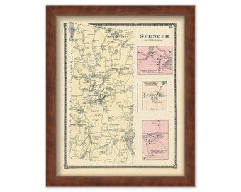 Town of SPENCER, Massachusetts 1870 Map