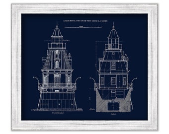 Southwest Ledge Light, New Haven, Connecticut - Architectural Drawing 1873
