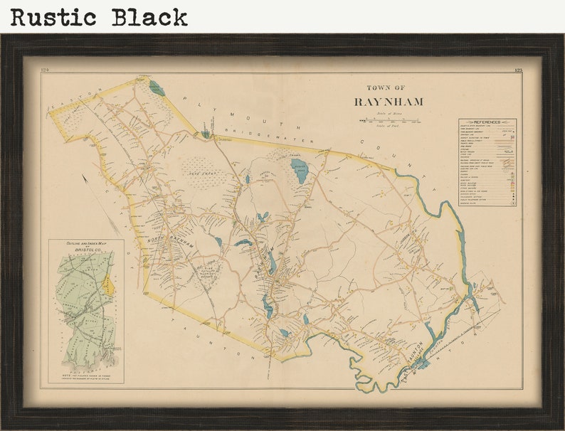 RAYNHAM Massachusetts 1895 Map Replica or GENUINE Original Etsy