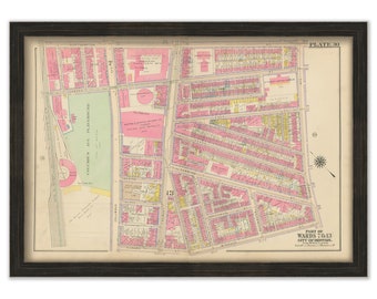 BOSTON, Massachusetts 1917 Map, Plate 30, Lower Roxbury, Columbus Ave  -  Replica or Genuine ORIGINAL