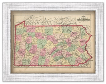 State of PENNSYLVANIA 1872 Map - Replica or Genuine ORIGINAL