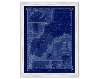 SAGINAW BAY, Michigan  -  2014 Nautical Chart Blueprint