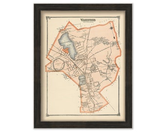 WAKEFIELD, Massachusetts 1875 Map - Replica or Genuine ORIGINAL