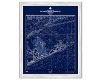East Hampton, Montauk, and Fishers Island - Nautical Chart Blueprint - From NOAA chart 13205