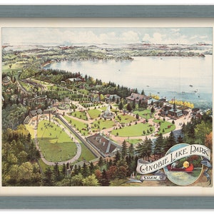 CANOBIE LAKE PARK, Salem, New Hampshire 1912 Bird's Eye View Map