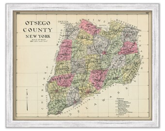 OTSEGO County, New York 1912 Map, Replica or GENUINE ORIGINAL