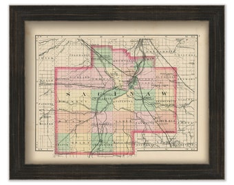 SAGINAW COUNTY, Michigan 1873 Map - Replica or Genuine Original