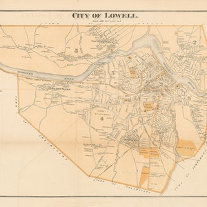City of LOWELL, Massachusetts 1875 Map Replica or Genuine ORIGINAL - Etsy