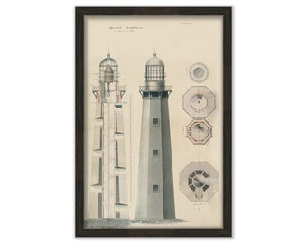 MONTAUK POINT LIGHTHOUSE, Long Island, New York - Drawing and Plan of the Lighthouse as it was in 1860.