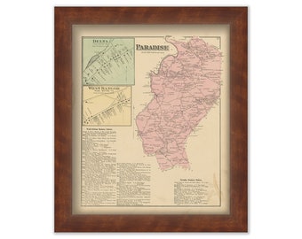 PARADISE, Pennsylvania 1876 Map - Replica or Genuine ORIGINAL