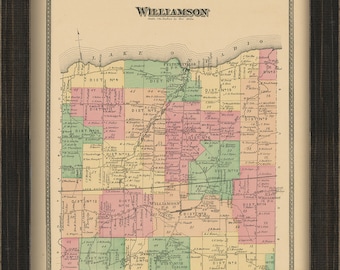 Town of WILLIAMSON, New York 1874 Map, Replica and GENUINE ORIGINAL