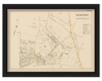 NEWPORT, Rhode Island 1893 Map-Plate R