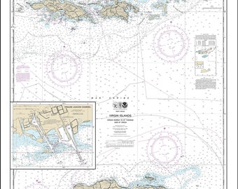 VIRGIN ISLANDS  - St Thomas, St Croix, St John, Vigin Gorda, Tortola and Josh Van Dyke -  2013 Nautical Chart