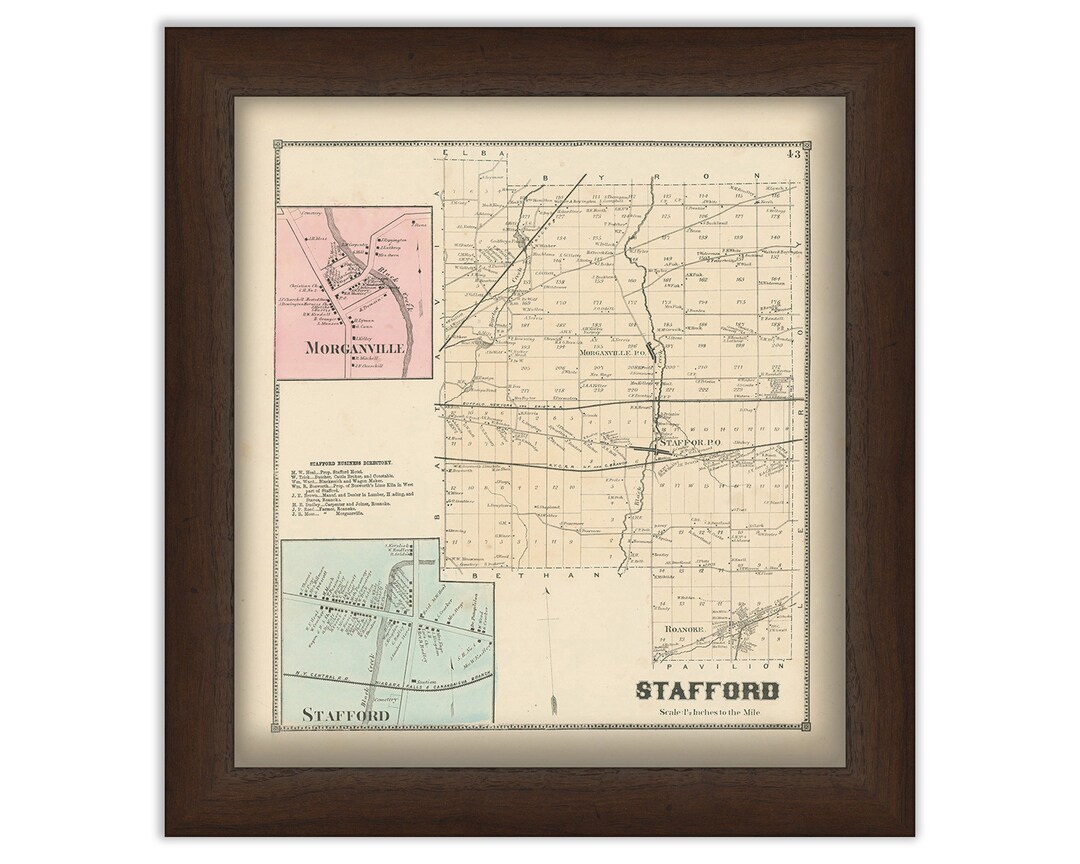 Town and Villages of STAFFORD, Genesee County, New York 1866 Map Etsy