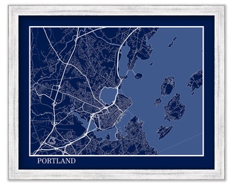 PORTLAND, Maine - Contemporary Map Poster Blueprint