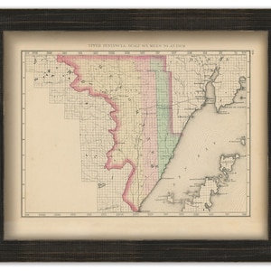 MENOMINEE COUNTY, Michigan 1873 Map - Replica or Genuine Original