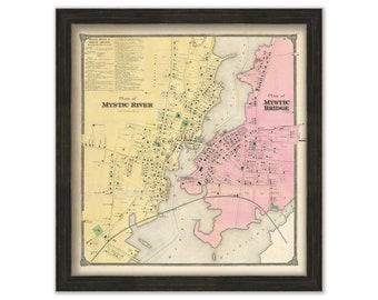 MYSTIC, Connecticut, 1868 Map