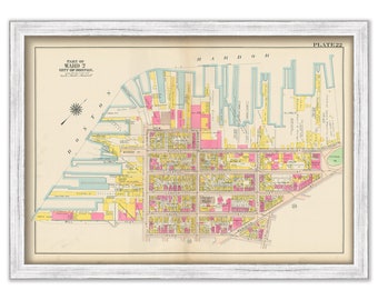 EAST BOSTON, Massachusetts 1912 map, Plate 22 - Border Street - Replica or GENUINE Original