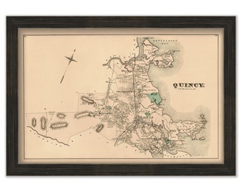 QUINCY, Massachusetts 1876 Map - Replica or GENUINE ORIGINAL