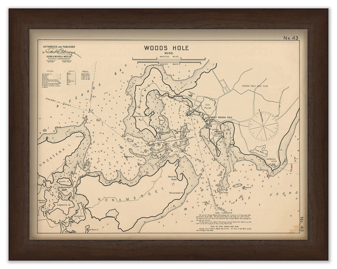 Woods Hole Nautical Chart by W. Eldridge 1901 Etsy