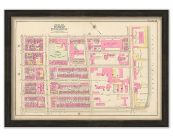 BOSTON 1902 Map, Plate 27, South End, City Hospital