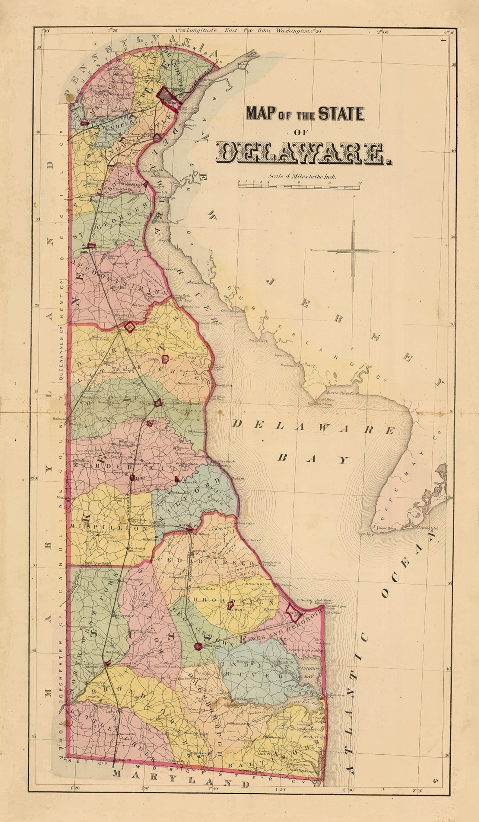 INDIAN RIVER Delaware 1868 Map Etsy UK