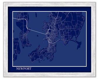 NEWPORT, Rhode Island -  Contemporary Map Poster Blueprint